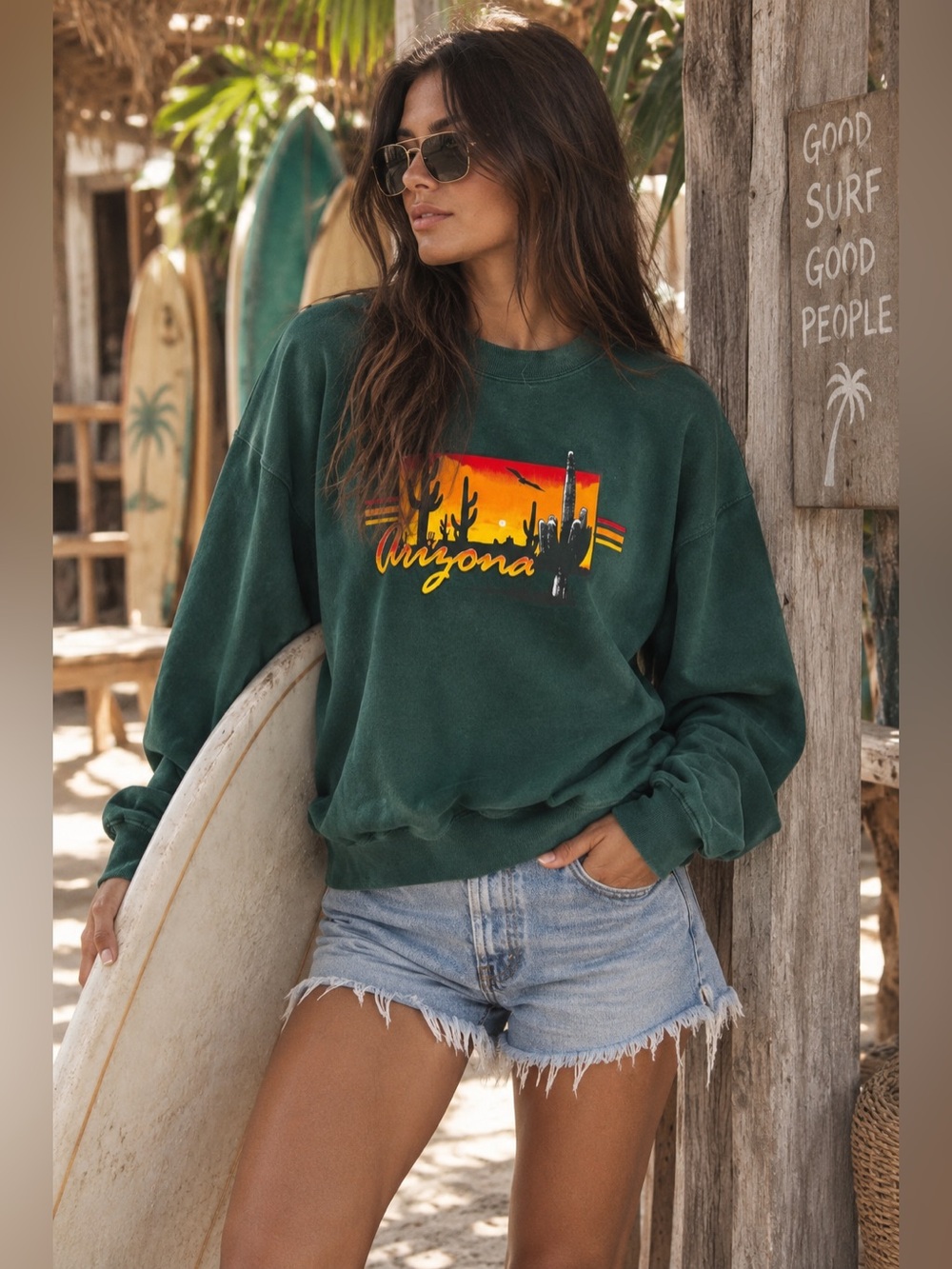VTG Arizona Western Hiking Outdoorcore Single Stitch Graphic Beachy Sweatshirt M